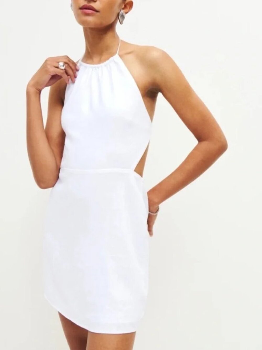 REFORMATION White Linen Mabli Dress